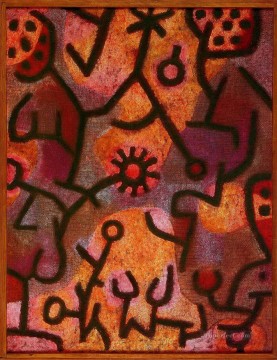 Flore sur les rochers Sun Paul Klee texturé Peinture à l'huile